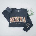 Personalized Floral Nonna Sweatshirt or T-Shirt