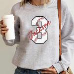 Personalized Baseball Mom T-Shirt with Name & Number