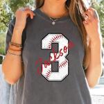 Personalized Baseball Mom T-Shirt with Name & Number