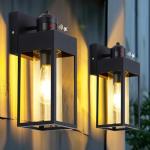 LWSOY Waterproof Motion Sensor Wall Lanterns - 2 Pack