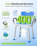 Adjustable Heavy-Duty Shower Chair with Padded Arms