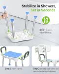 Adjustable Heavy-Duty Shower Chair with Padded Arms