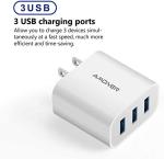 Amoner 3-Port USB Wall Charger Block - 2 Pack