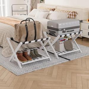 FENDEE Smart Folding Luggage Rack with Shoe Shelf