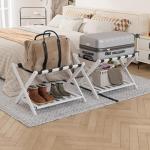 FENDEE Smart Folding Luggage Rack with Shoe Shelf