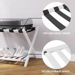 FENDEE Smart Folding Luggage Rack with Shoe Shelf