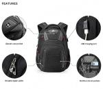 Swissdigital Men's Laptop Backpack with USB Charging