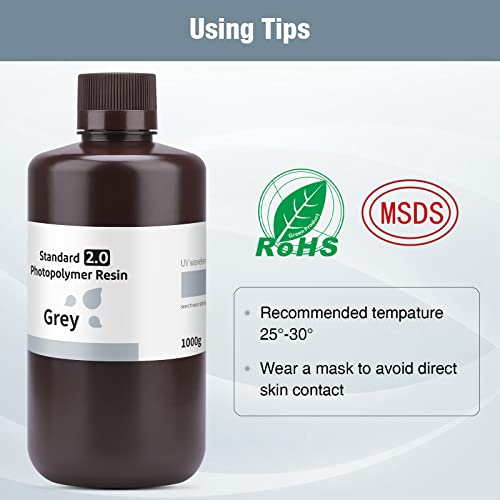 ELEGOO 405nm Photopolymer Resin - 1000G Grey