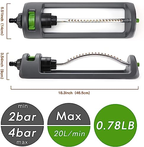 Oscillating Lawn Sprinkler with 18 Brass Nozzles