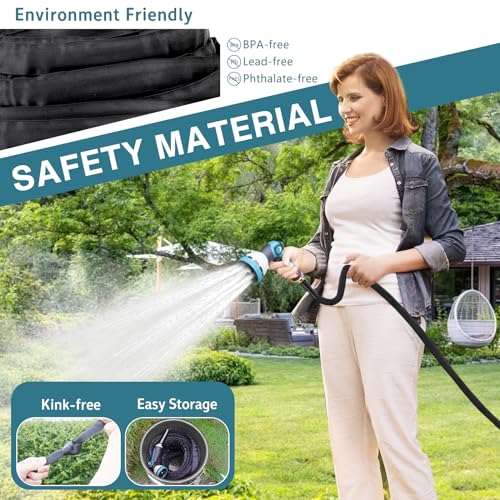 30.5m Flexible Garden Hose with 10 Nozzles