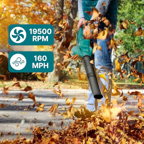Cordless Lightweight Leaf Blower with 2 Batteries