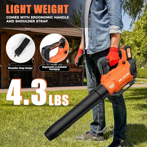 Cordless Electric Leaf Blower with Batteries and Charger