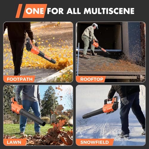 Cordless Electric Leaf Blower with Batteries and Charger