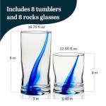 Libbey 16-Piece Blue Rock Pattern Glass Set