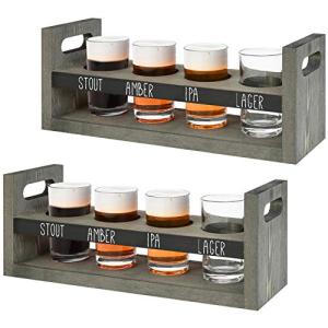 Vintage Wood Beer Flight Sampler Tray Set