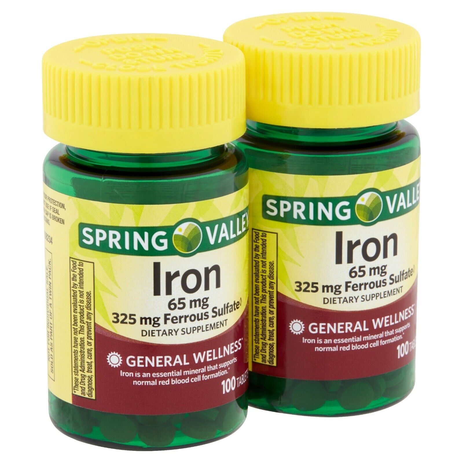 Spring Valley Iron Tablets 65 mg, 2 Pack