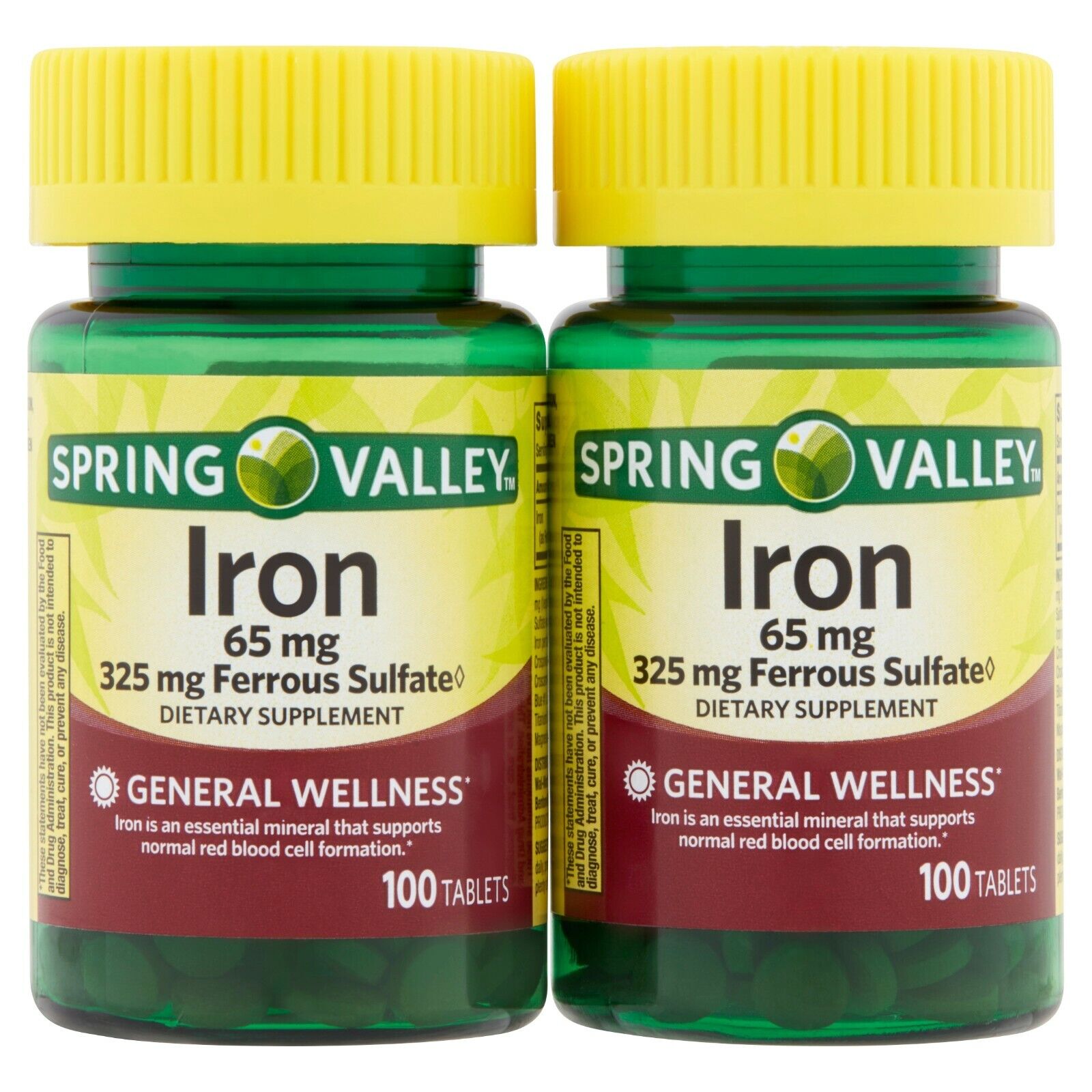 Spring Valley Iron Tablets 65 mg, 2 Pack