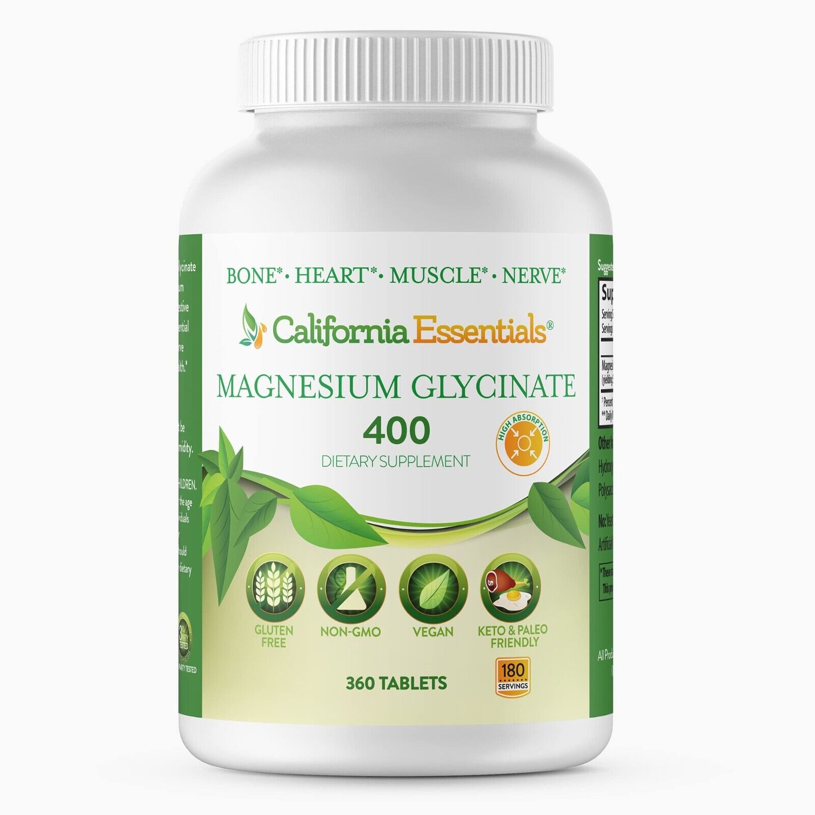 California Essentials 400 mg Magnesium Glycinate补充剂