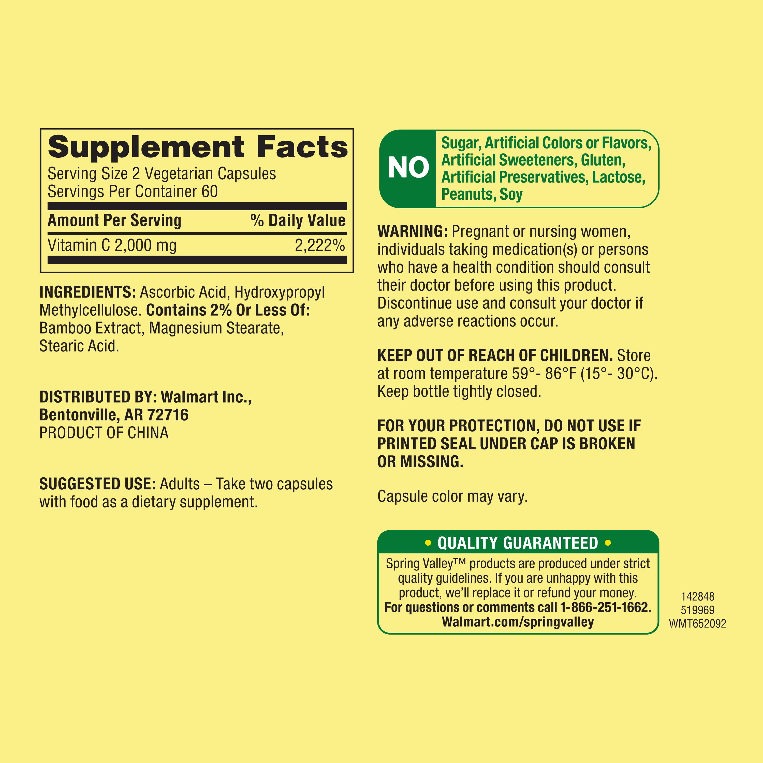 Spring Valley Ultra Strength Vitamin C 2000mg, 120 Capsules