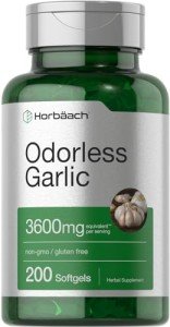 Horbaach Odorless Garlic 3600mg Softgels - 200 Count