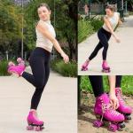 Fuchsia Quad Roller Skates with LED Wheels