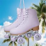Adjustable Retro Suede Quad Roller Skates - Purple