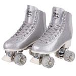 Sparkly Retro Glitter Silver Quad Roller Skates