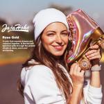 JajaHoho Holographic High Top Roller Skates, Rose Gold