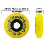 Inline Skate Wheels 72mm 76mm 80mm - 4 Pack