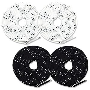 Franklin Sports Hockey Skate Laces - Set of 2 Non-Waxed Pairs - White + Black Unwaxed Ice Hockey Laces - Molded Tips - 96"
