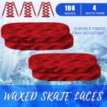 Red Waxed Hockey Laces - 4 Pairs, 108