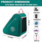 HEXIFUL Skate Bag for Ice, Inline, Roller & Quad Skates - Kids & Adults (Green/Pink)