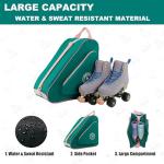 HEXIFUL Skate Bag for Ice, Inline, Roller & Quad Skates - Kids & Adults (Green/Pink)