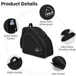 HMLIN Black Waterproof Roller Skate Bag with Adjustable Strap