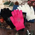 Jiuguva Ice Skating Gloves with Snowflake Rhinestones