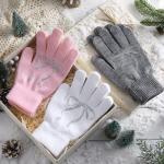 Jecery Ice Skating Gloves with Bow and Gel Padding