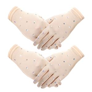 Hungdao Rhinestone Figure Skating Gloves for Women