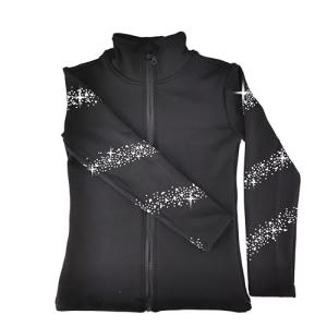 JoyCan Girl’s Black Ice Skating Jacket with Rhinestones