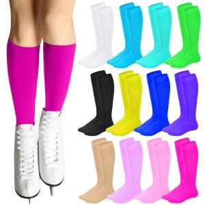 12 Pairs Colorful Figure Skating Socks for Women