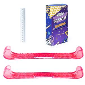 Nattork Ice Skate Blade Guards with Center Spring Release - Heavy-Duty Rubber Protectors for Hockey & Figure Skates - Easy On/Off, Universal Fit for Adults & Kids - Anti-Slip Sole- Rose Red