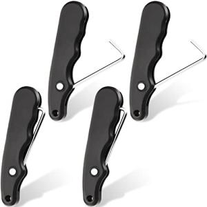 MTLEE Lace Tightener 4 Pieces Folding Shoe Lace Puller Stainless Hockey Lace Tightening Tool Portable Lace Tightener Puller Tool Black Skate Lace Tightener for Ice Skates Figure Skates Boots Shoes