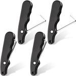 MTLEE Lace Tightener 4 Pieces Folding Shoe Lace Puller Stainless Hockey Lace Tightening Tool Portable Lace Tightener Puller Tool Black Skate Lace Tightener for Ice Skates Figure Skates Boots Shoes