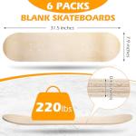 Honoson 6 Pack Blank Skateboard Decks 32x8 Inches