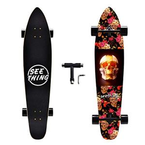 42 Inch Maple Longboard Skateboard Cruiser - Skull Heads