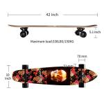 42 Inch Maple Longboard Skateboard Cruiser - Skull Heads