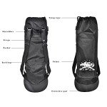 Adjustable Waterproof Skateboard Backpack Bag - Black