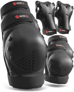 SkateWiz Adult Knee and Elbow Pads - Black