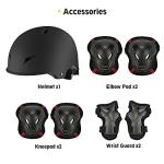 Adult Skateboard Helmet with Adjustable Protective Gear Set