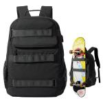 Large Skateboard Backpack with USB Port (Black)