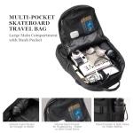 Large Skateboard Backpack with USB Port (Black)